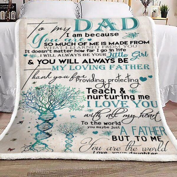 Tree Of Life To My Dad Your Daughter Fleece Blanket Sherpa Blanket