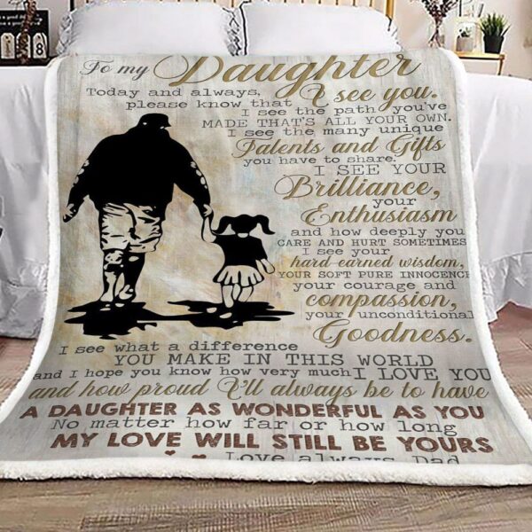 Family To My Daughter Dad Fleece Blanket Sherpa Blanket