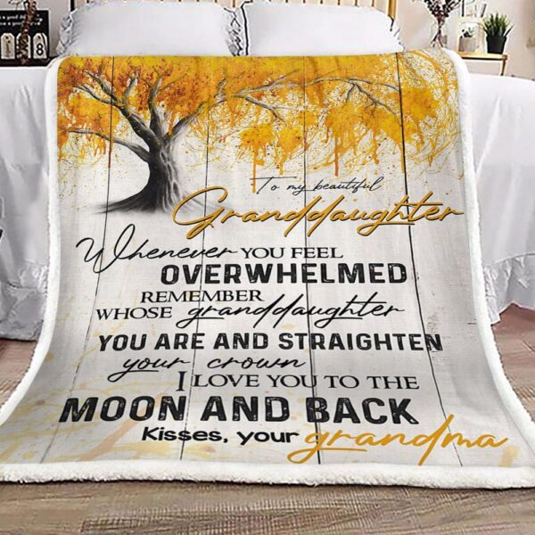 Tree Of Life To My Beautiful Granddaughter Kisses Your Grandma Fleece Blanket Sherpa Blanket
