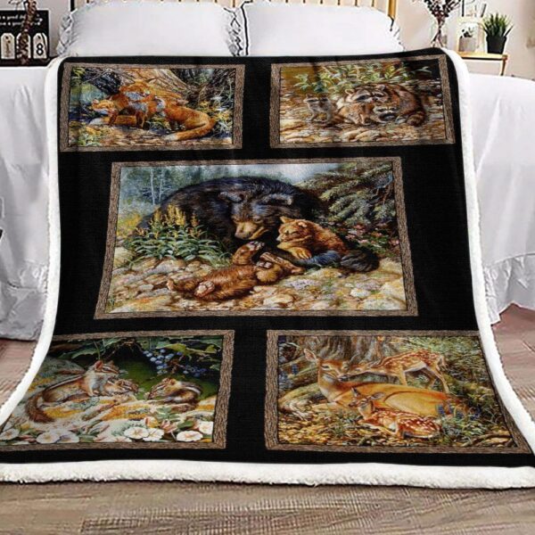 Fox Raccoon Bear Deer Squirrel Fleece Blanket Sherpa Blanket