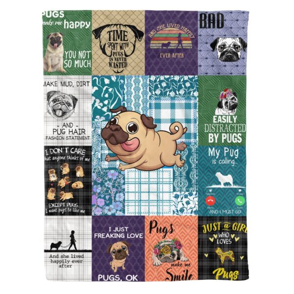 Pug Fleece Blanket Sherpa Blanket