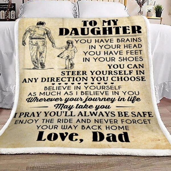 Family To My Daughter Love Dad Fleece Blanket Sherpa Blanket