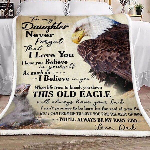 Eagle To My Daughter Love Dad Fleece Blanket Sherpa Blanket