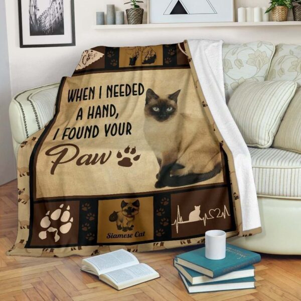 Paw Siamese Cat Fleece Blanket Sherpa Blanket