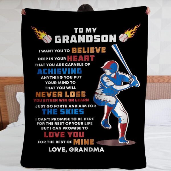 To My Grandson Fleece Blanket Sherpa Blanket