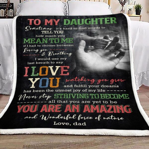 Family To My Daughter Love Dad Fleece Blanket Sherpa Blanket