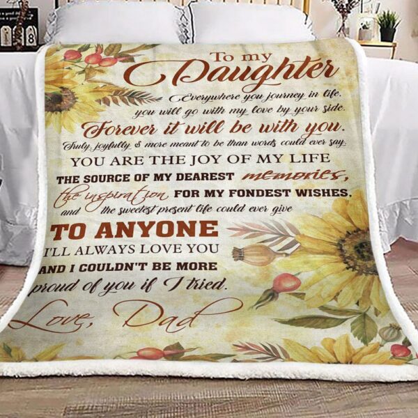 Chrysanthemum Family To My Daughter Love Dad Fleece Blanket Sherpa Blanket
