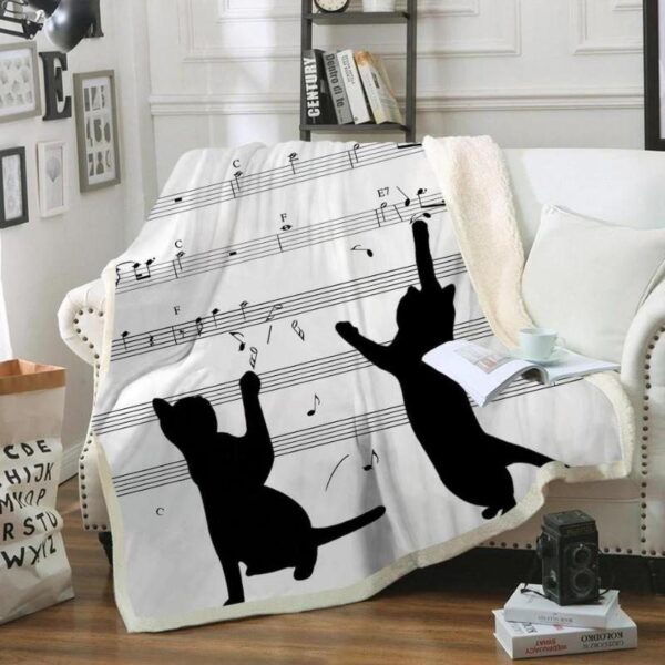 Music Cat Fleece Blanket Sherpa Blanket