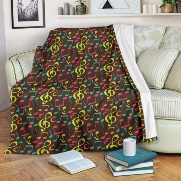 Music Note Colorful Fleece Blanket Sherpa Blanket