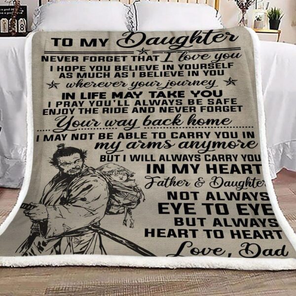 Samurai Family To My Daughter Love Dad Fleece Blanket Sherpa Blanket