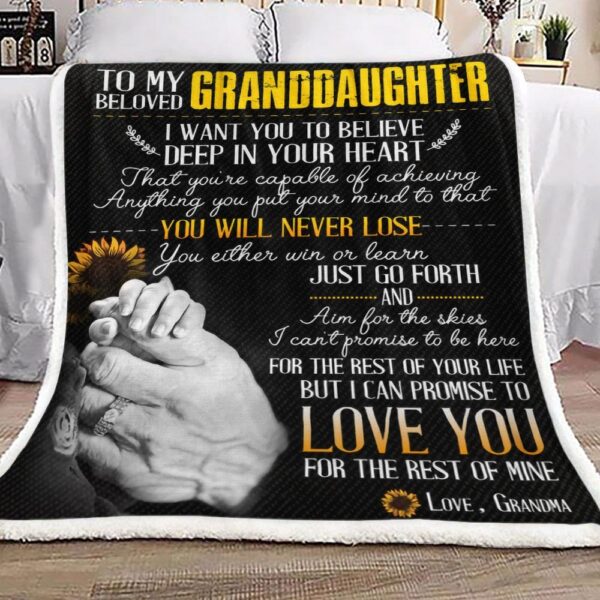 Family To My Beloved Granddaughter Love Grandma Fleece Blanket Sherpa Blanket
