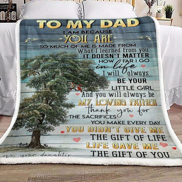 Tree Of Life To My Dad Love Your Daughter Fleece Blanket Sherpa Blanket