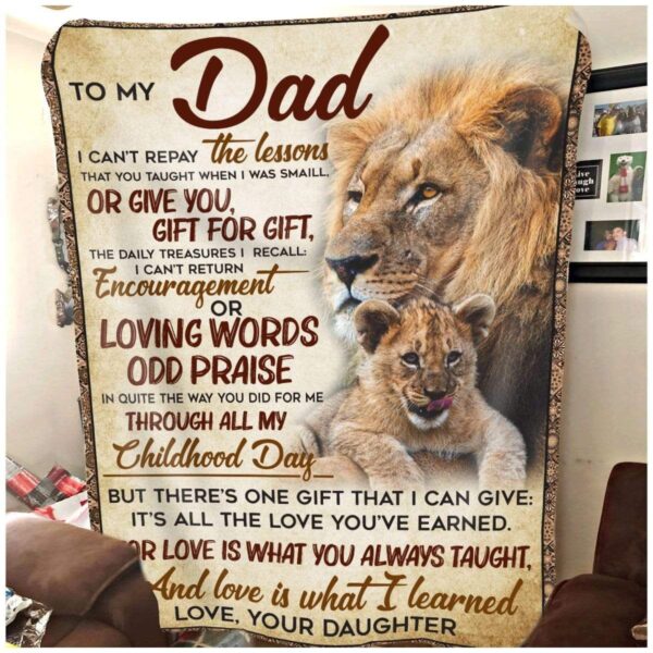 Lion To My Dad Fleece Blanket Sherpa Blanket