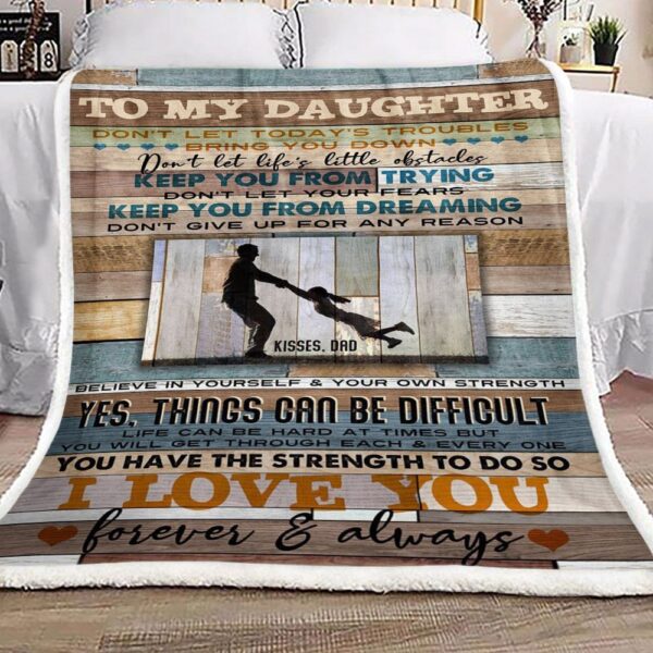 Family To My Daughter Fleece Blanket Sherpa Blanket