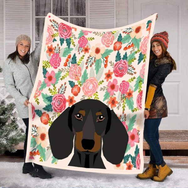 Cute Dachsund Fleece Blanket Sherpa Blanket