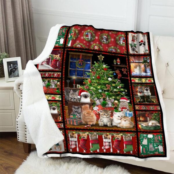 Cat Christmas Fleece Blanket Sherpa Blanket