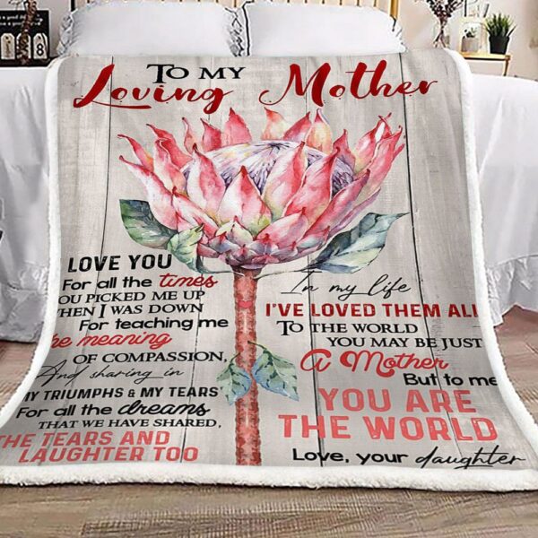 Protea Flower To My Loving Mother Love Your Daughter Fleece Blanket Sherpa Blanket