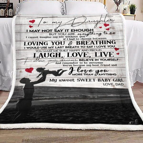 Family To My Daughter Love Dad Fleece Blanket Sherpa Blanket