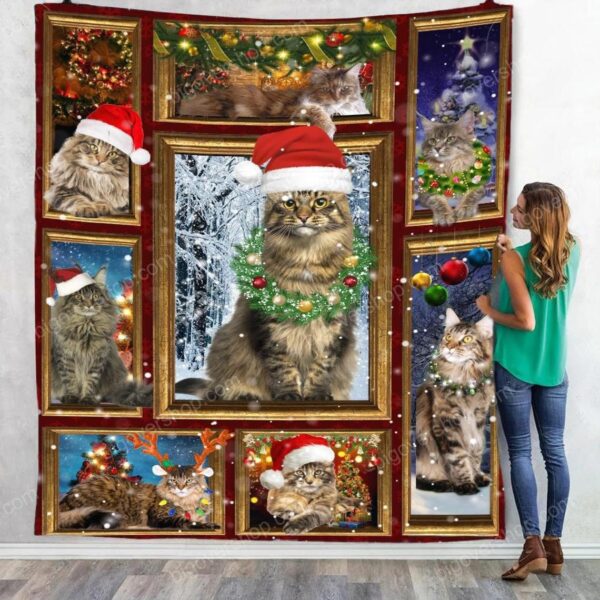 Cat Christmas Fleece Blanket Sherpa Blanket