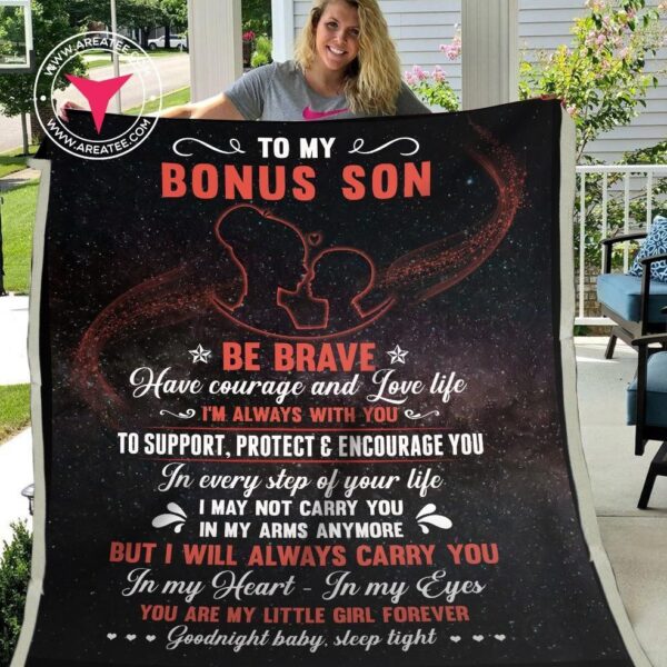To My Bonus Daughterson Fleece Blanket Sherpa Blanket