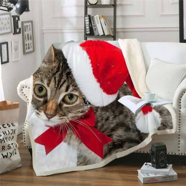 Christmas Cat Fleece Blanket Sherpa Blanket