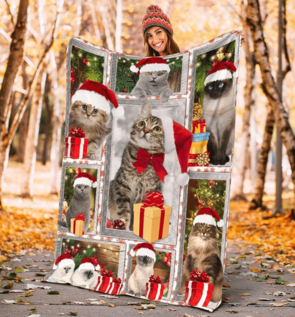 Cat Christmas Fleece Blanket Sherpa Blanket