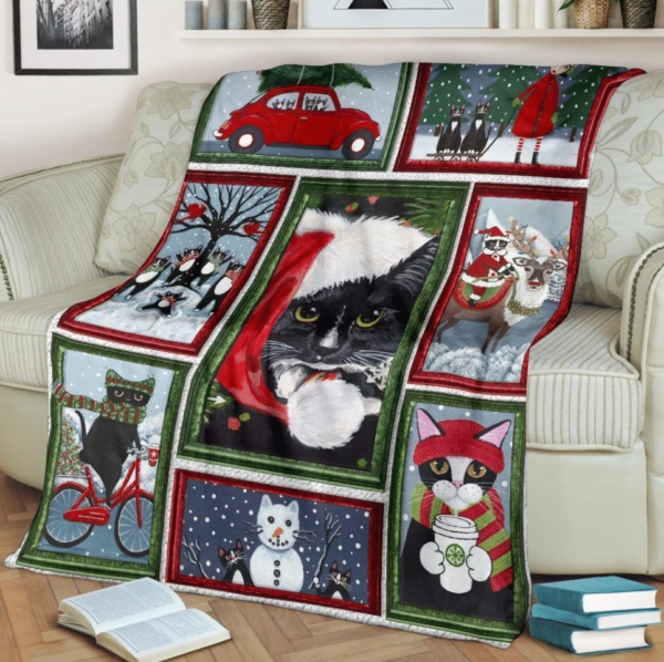 Cat Christmas Fleece Blanket Sherpa Blanket