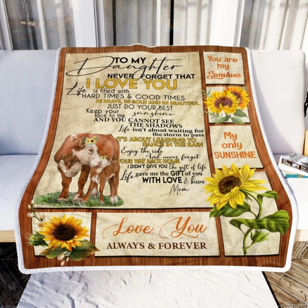 Cow To My Daughter Sunflower Fleece Blanket Sherpa Blanket