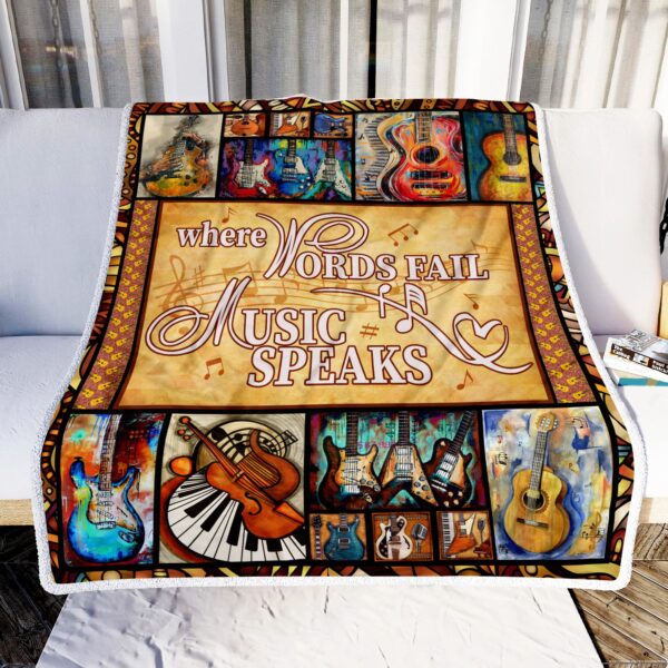 Music Where Words Fail Music Speaks Fleece Blanket Sherpa Blanket