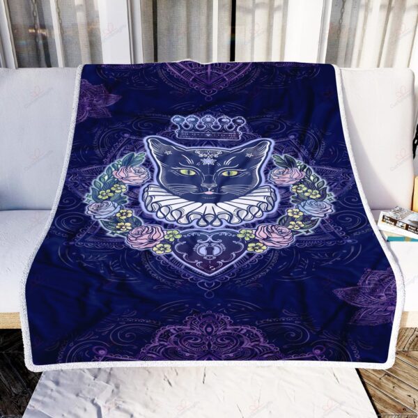 Mandala Cat Fleece Blanket Sherpa Blanket