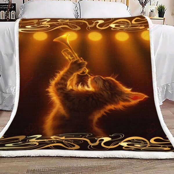 Trumpet Cat Fleece Blanket Sherpa Blanket