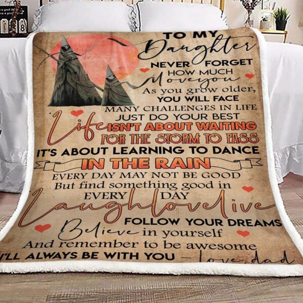 Family To My Daughter Love Dad Fleece Blanket Sherpa Blanket