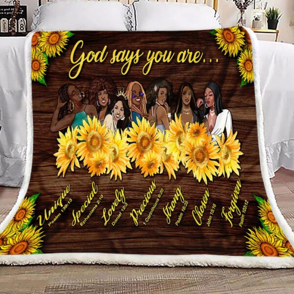 God Says You Are Unique Special Lovely Fleece Blanket Sherpa Blanket