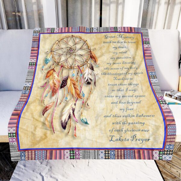 Lakota Prayer Dream Catcher Fleece Blanket Sherpa Blanket