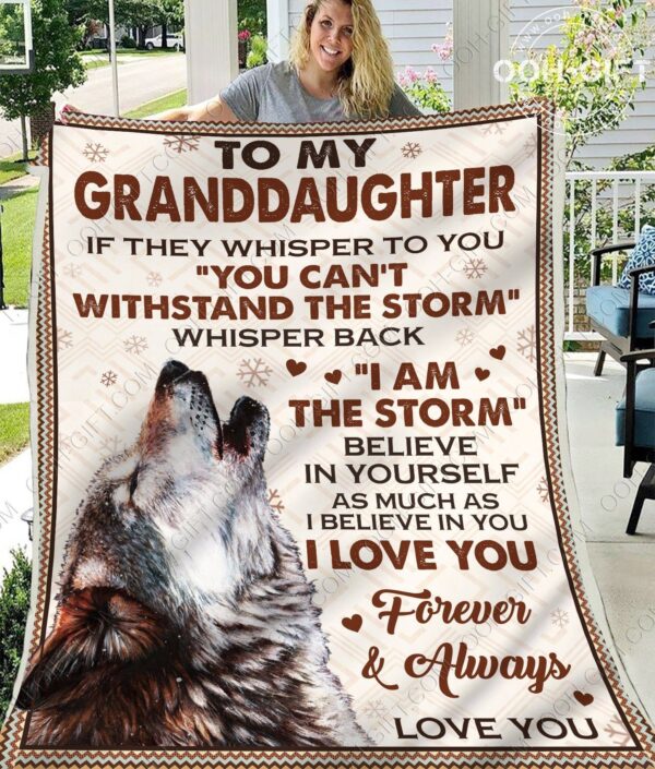 Granddaughter I Am The Storm Fleece Blanket Sherpa Blanket