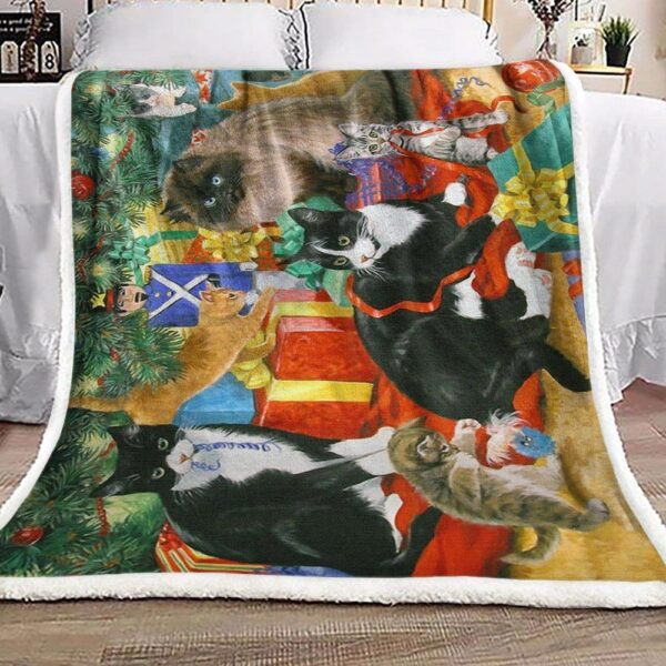 Christmas Cats Fleece Blanket Sherpa Blanket