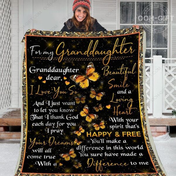Granddaughter For My Granddaughter Fleece Blanket Sherpa Blanket