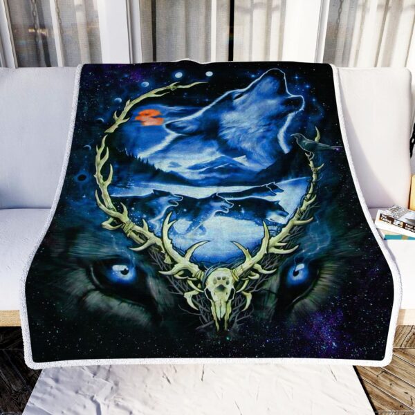 Native Wolf Fleece Blanket Sherpa Blanket