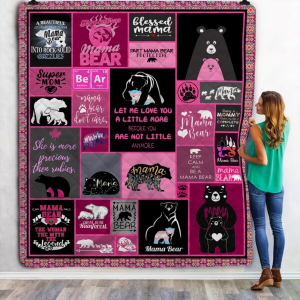 Native Mama Bear Fleece Blanket Sherpa Blanket