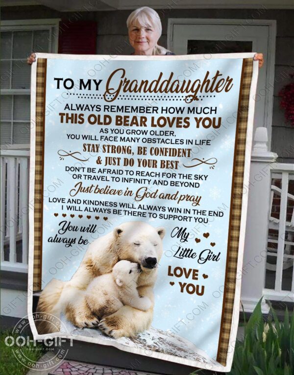 Granddaughter This Old Bear Loves You Fleece Blanket Sherpa Blanket