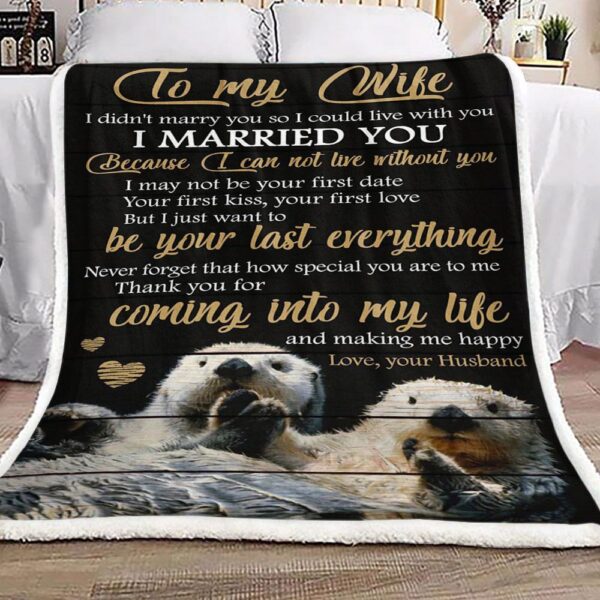 Otter Family To My Wife Fleece Blanket Sherpa Blanket