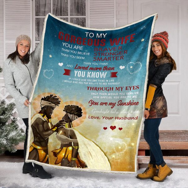 To My Gorgeous Wife Fleece Blanket Sherpa Blanket