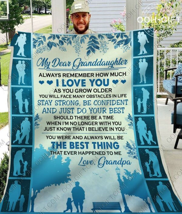 Granddaughter Love Grandpa Fleece Blanket Sherpa Blanket