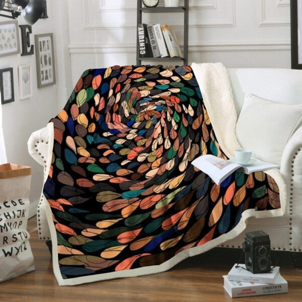 Native American Feather Fleece Blanket Sherpa Blanket