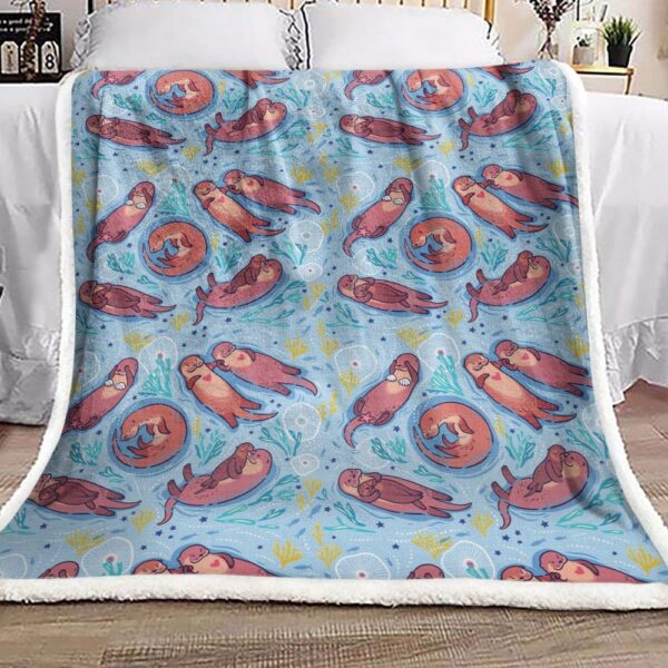 Otter Family Fleece Blanket Sherpa Blanket