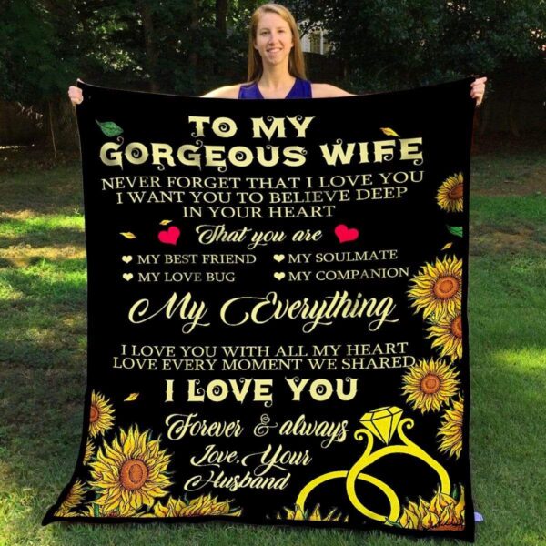 To My Gorgeous Wife Fleece Blanket Sherpa Blanket