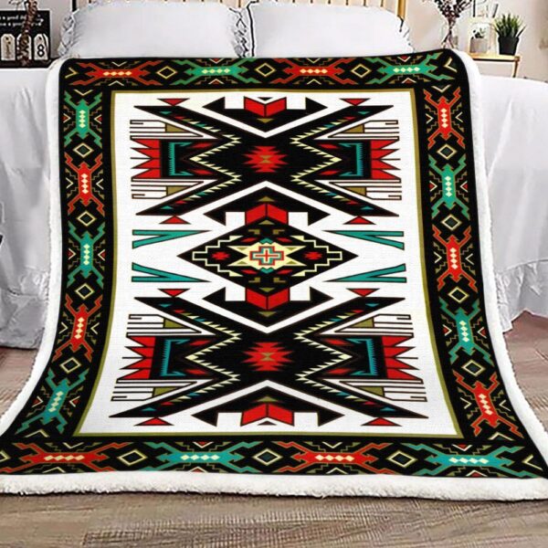 Tribe Colorful Native American Fleece Blanket Sherpa Blanket