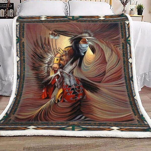 Native Americans Warrior Fleece Blanket Sherpa Blanket