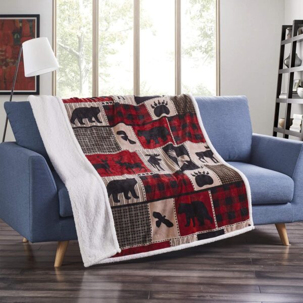 Rustic Deer Moose And Bear Fleece Blanket Sherpa Blanket