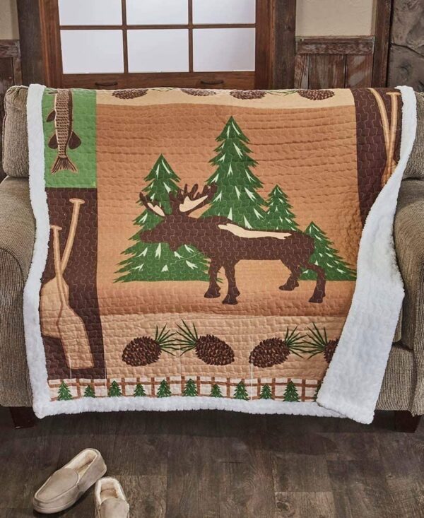 Rustic Deer Moose And Bear Fleece Blanket Sherpa Blanket